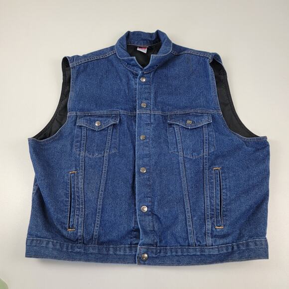 Vintage Authentic NRA Gear Made in USA Denim Concealed Weapon Snap Vest Mens XL - Picture 1 of 7